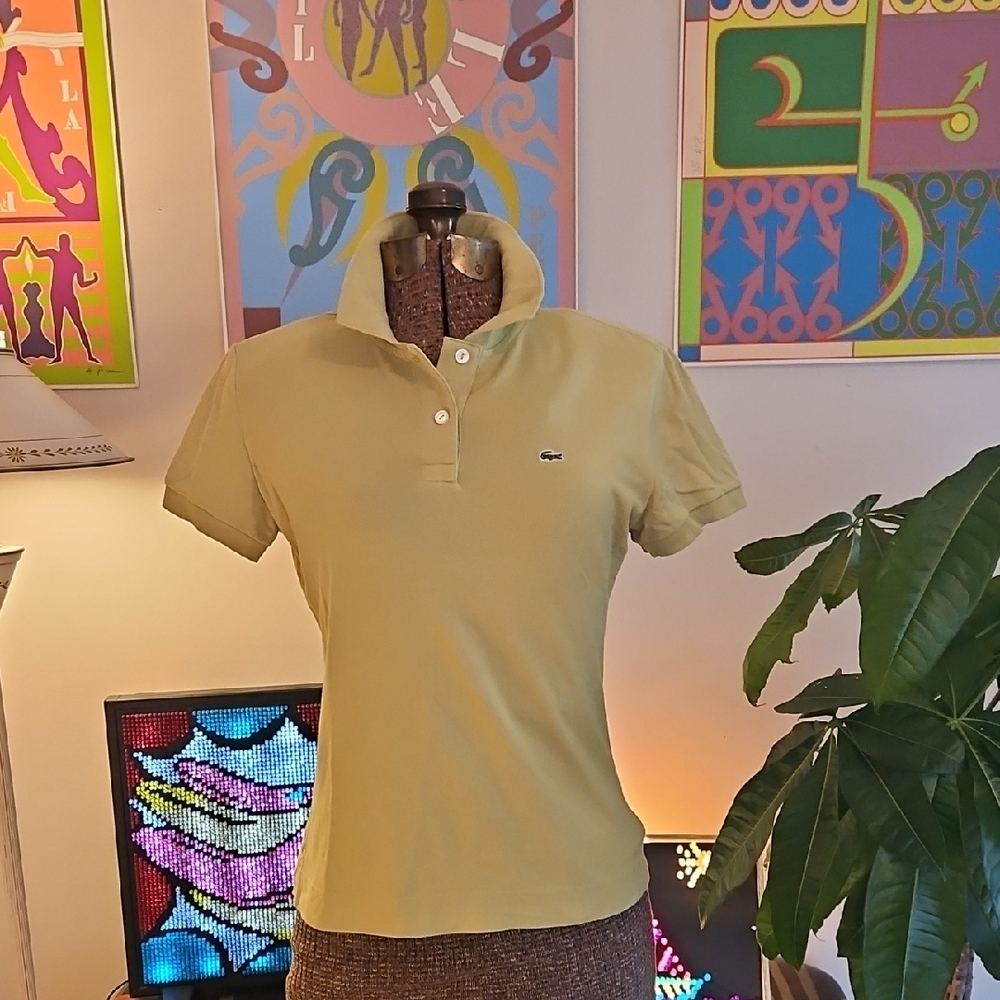 Vintage 1990s Lacoste Izod Women’s Short Sleeve Polo Chartreuse Sz 44 Small